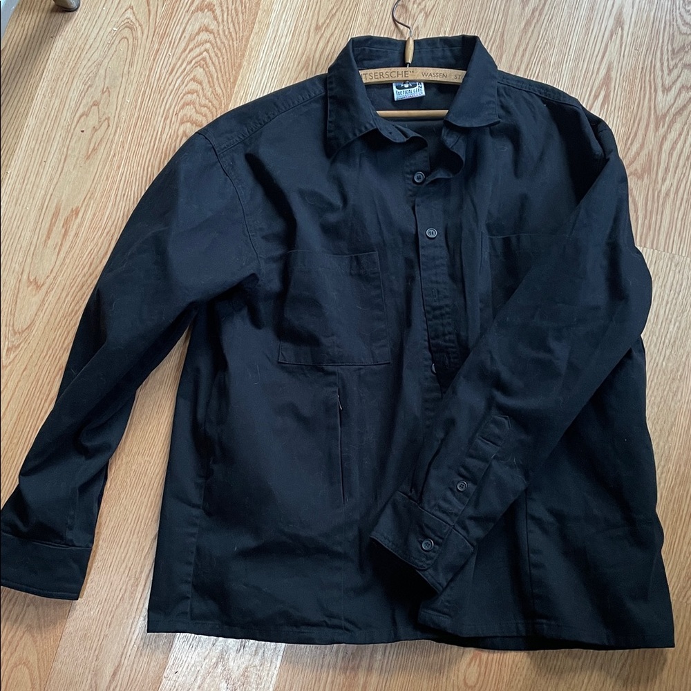 Tactical Gear Large Black Lightweight Shirt/ Jacket Zip & Open Pockets